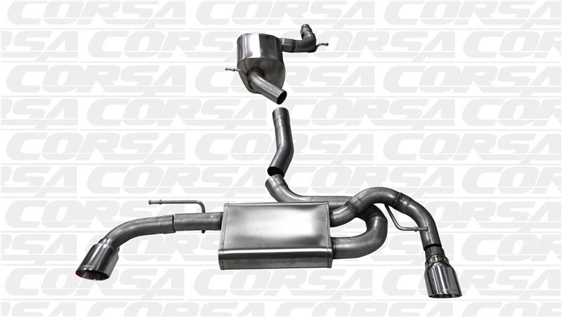 Volkswagen GTI Performance Exhaust - Dual Rear Exit - CORSA Performance - Cat-Back Touring + Pro-Series Tips - Polished - `10-`14